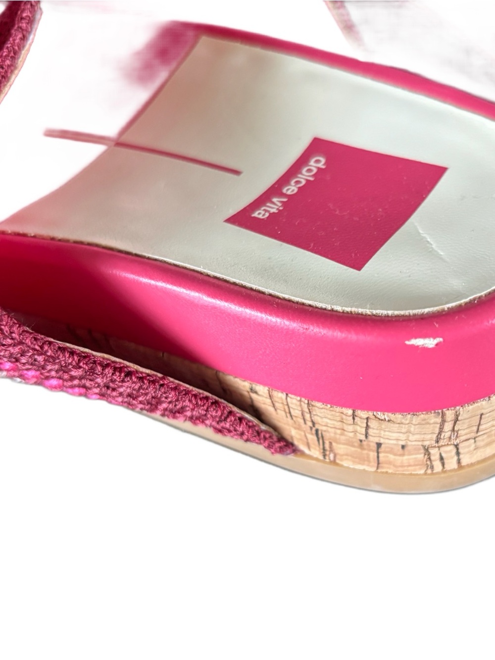 Dolce Vita Hot Pink Crochet Double-Buckle Slide Mules - Picture 3 of 7